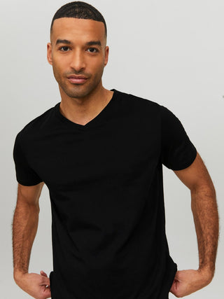 Ανδρικό t-shirt Standard Fit 100% Cotton JJEORGANIC BASIC TEE SS V-NECK JACK & JONES 12156102 Black NOOS S 24
