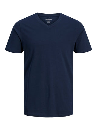 Ανδρικό t-shirt Standard Fit 100% Cotton JJEORGANIC BASIC TEE SS V-NECK JACK & JONES 12156102 Navy Blazer NOOS S 24
