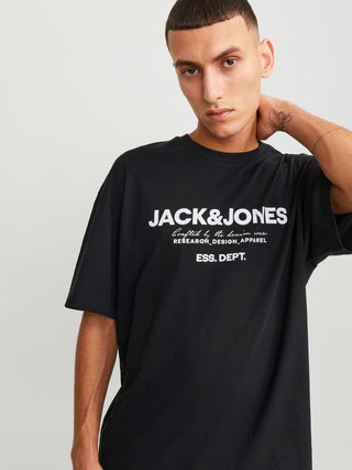 Ανδρικό t-shirt Relaxed Fit 100% Cotton JJGALE TEE SS O-NECK LN JACK & JONES 12247782 Black S 24