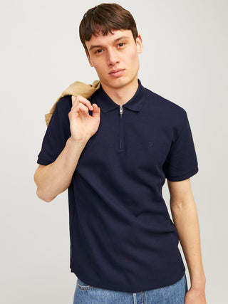 Ανδρική μπλούζα polo κοντομάνικη Standard Fit 58% Polyester, 40% Cotton, 2% Elastane JPRCCJOHNNY HALF ZIP SS POLO SN JACK & JONES 12255578 Night Sky S 24