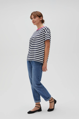 Γυναικεία μπλούζα κοντομάνικη MOODO L-BL-4605 NAVY SS25