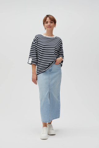 Γυναικεία μπλούζα κοντομάνικη MOODO L-BL-4607 NAVY SS25