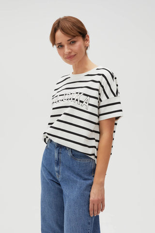 Γυναικεία μπλούζα κοντομάνικη MOODO L-BL-4601 OFF WHITE SS25