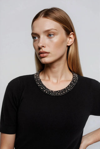 Γυναικεία πλεκτή μπλούζα MOODO Z-SW-4864 BLACK W25/26