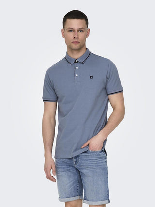 Ανδρική μπλούζα polo κοντομάνικη Regular Fit 100% Organic Cotton ONSFLETCHER LIFE SLIM SS POLO ONLY & SONS 22024827 Flint Stone NOOS S 24