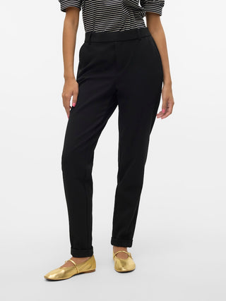 Γυναικείο παντελόνι Regular Fit 62% Polyester, 33% Viscose, 5% Elastane VMMAYA MW LOOSE SOLID PANT VERO MODA 10225280 Black NOOS W24/25