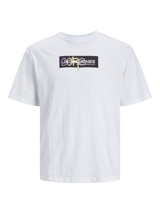 Ανδρικό t-shirt με στάμπα JCOAOP PRINT TEE SS CREW NECK JACK & JONES 12253477 White S 24