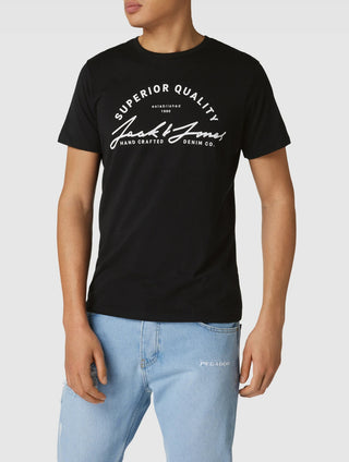 Ανδρικό t-shirt με στάμπα JJACE TEE SS CREW NECK JACK & JONES 12222037 Black S23