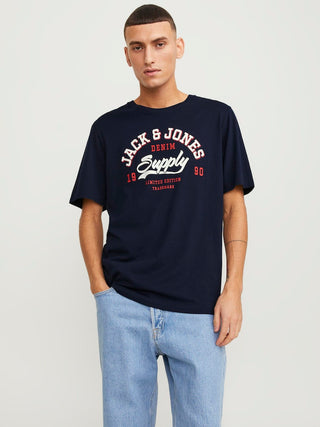 Ανδρικό t-shirt με στάμπα JJELOGO TEE SS O-NECK 2 COL SS24 SN JACK & JONES 12246690 Navy Blazer S 24