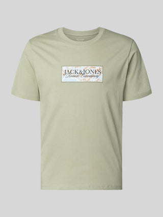 Ανδρικό t-shirt JORMONTAUK FRONT TEE SS CREW NECK FST JACK&JONES 12297890 SEAGRASS SS26