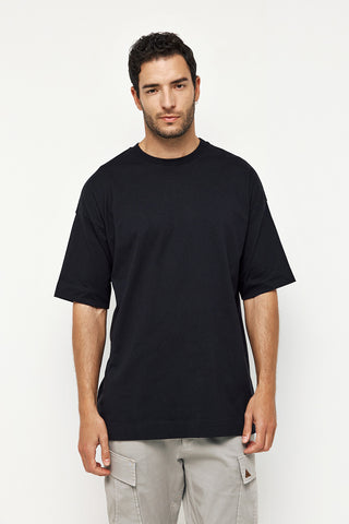 Ανδρικό t-shirt Oversized Fit 100%COTTON P/COC P-1893 ΜΑΥΡΟ S 24