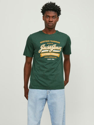 Ανδρικό t-shirt Standard Fit 100% Cotton JJELOGO TEE SS O-NECK 2 COL SS24 SN JACK & JONES 12246690 Dark Green S 24
