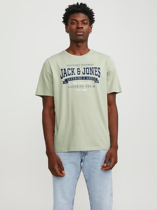 Ανδρικό t-shirt Standard Fit 100% Cotton JJELOGO TEE SS O-NECK 2 COL SS24 SN JACK & JONES 12246690 Desert Sage S 24