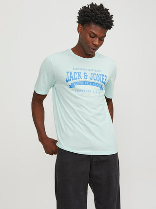 Ανδρικό t-shirt Standard Fit 100% Cotton JJELOGO TEE SS O-NECK 2 COL SS24 SN JACK & JONES 12246690 Soothing Sea S 24