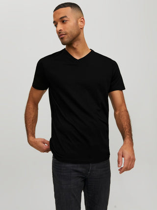 Ανδρικό t-shirt Standard Fit 100% Cotton JJEORGANIC BASIC TEE SS V-NECK JACK & JONES 12156102 Black NOOS S 24