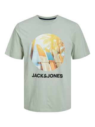Ανδρικό t-shirt Standard Fit 100% Cotton JJNAVIN TEE SS CREW NECK JACK & JONES 12247982 Desert Sage S 24