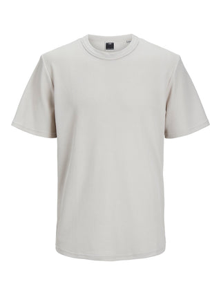 Ανδρικό t-shirt Wide Fit 65% Polyester, 35% Cotton JCOWAFFLE OVERSIZE TEE SS CREW NECK JACK & JONES 12256541 Moonbeam S 24