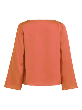 Γυναικείο top σατέν VIELIA BOATNECK L/S TOP/KA VILA 14071730 SPICY ORANGE W25/26