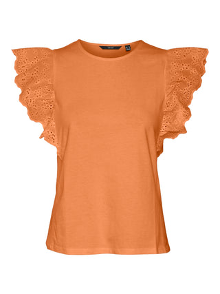 Γυναικείο top Regular Fit 100% Cotton VMHANNE SS LACE TOP JRS SPE GA VERO MODA 10304507 Tangerine S 24