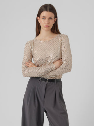 Γυναικείο top VMSAFINA LS TOP VERO MODA 10299302 Pumice Stone W 23/24