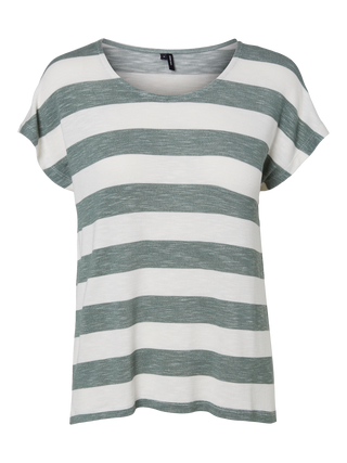 Γυναικεία μπλούζα κοντομάνικη Box Fit 96% Viscose, 4% Elastane VMWIDE STRIPE SL TOP GA JRS VERO MODA 10190017 Laurel Wreath NOOS S 24