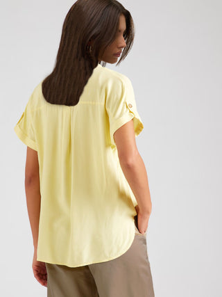 Γυναικείο πουκάμισο κοντομάνικο VMBUMPY S/S SHIRT WVN GA VERO MODA 10310139 Lemon Meringue NOOS SS25