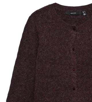 Γυναικεία ζακέτα πλεκτή VMDOFFY STITCH LS O-NECK CARDIGAN VERO MODA 10347930 CHOCOLATE TORTE NOOS W26/27