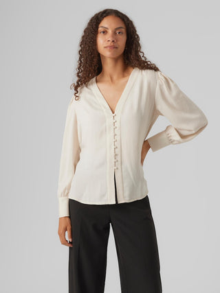Γυναικείο πουκάμισο VMGISANA L/S V-NECK SHIRT WVN BTQ VERO MODA 10303170 Pumice Stone S 24