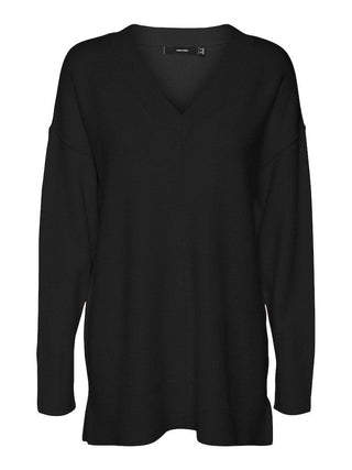 Γυναικεία πλεκτή μπλούζα VMGOLD LINK LS LONG V-NECK PULLOVER BOO VERO MODA 10297305 Black W 23/24