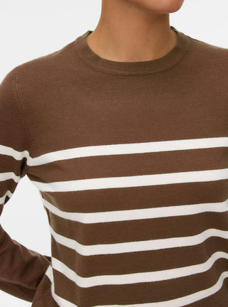 Γυναικεία πλεκτή μπλούζα VMSABA PLAIN LS O-NECK PULLOVER GA Vero Moda 10309324 COCOA/BROWN NOOS W26/27