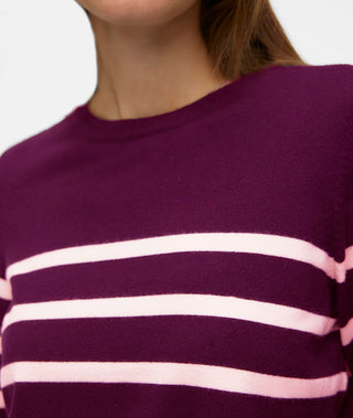 Γυναικεία πλεκτή μπλούζα VMSABA PLAIN LS O-NECK PULLOVER GA Vero Moda 10309324 Winetasting NOOS W25/26