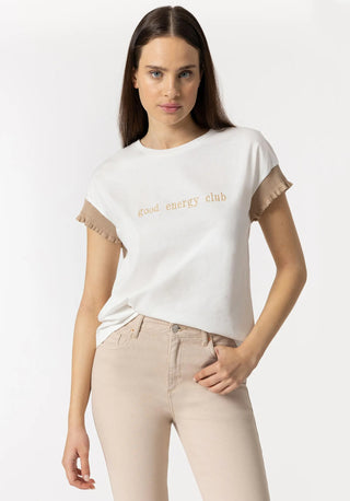 Γυναικείο t-shirt με κέντημα μπροστά TIFFOSI 10048572 Cream