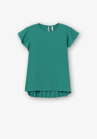 Γυναικεία μπλούζα κοντομάνικη με πλισέ πλάτη TIFFOSI 10049064 ΠΡΑΣΙΝΟ