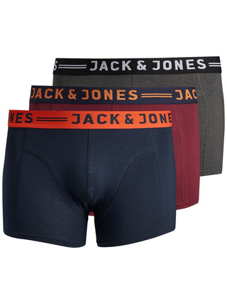 Ανδρικό μποξεράκι 3 pack plus size JACK & JONES 12147592 ΜΠΛΕ/ΚΟΚΚΙΝΟ/ΑΝΘΡΑΚΙ NOOS