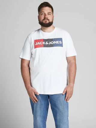 Ανδρικό t-shirt με στάμπα plus size JACK & JONES 12158505 ΛΕΥΚΟ NOOS