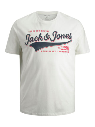 Ανδρικό t-shirt με στάμπα plus size JACK & JONES 12193090 ΛΕΥΚΟ NOOS