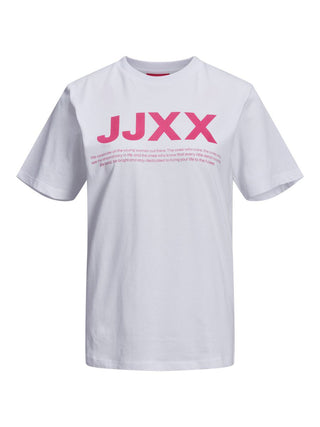 Γυναικείο t-shirt με logo JACK & JONES 12206974 ΛΕΥΚΟ/ΦΟΥΞΙΑ NOOS
