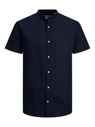 Ανδρικό πουκάμισο λινό με mao γιακά JACK & JONES 12208479 ΜΠΛΕ