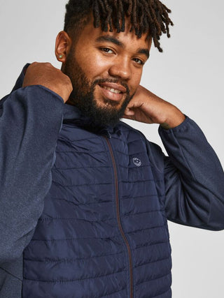 Ανδρικό jacket με κουκούλα plus size JACK & JONES 12182318 ΜΠΛΕ ΣΚΟΥΡΟ