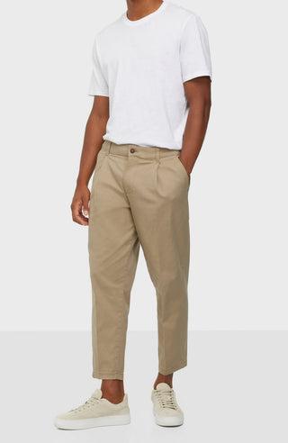 Ανδρικό παντελόνι chinos cropped JACK & JONES 12192605 ΜΠΕΖ