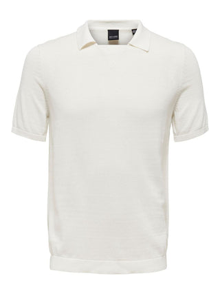 Ανδρική μπλούζα polo κοντομάνικη πλεκτή ONLY & SONS 22022254 Off White