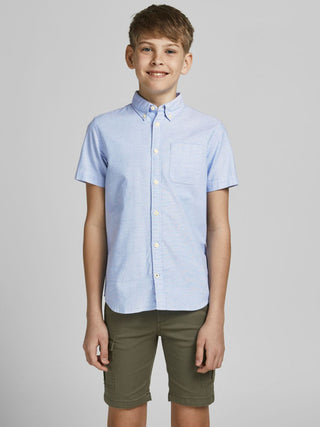 Παιδικό πουκάμισο κοντομάνικο αγόρι JACK & JONES 12188691 ΣΙΕΛ