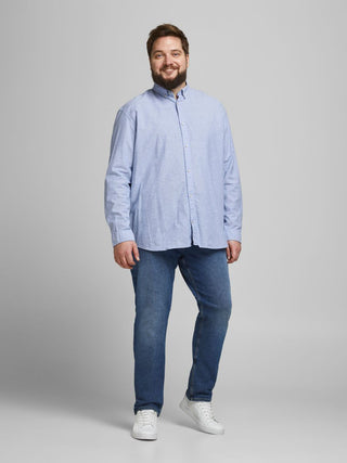 Ανδρικό πουκάμισο λινό plus size JACK & JONES 12182129