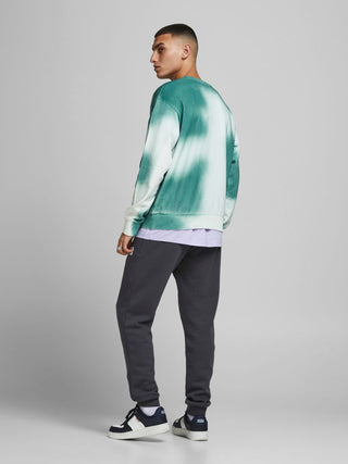 Ανδρικό φούτερ tie dye oversized JACK & JONES 12195330 ΠΡΑΣΙΝΟ o-neck