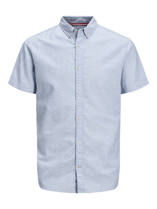 Ανδρικό πουκάμισο λινό κοντομάνικο JACK & JONES 12163857 ΣΙΕΛ