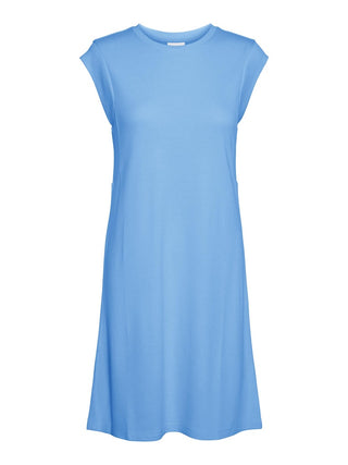Γυναικείο φόρεμα VMEVERLY SL O-NECK SHORT DRESS VERO MODA 10288993 Azure Blue