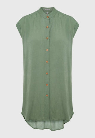 Γυναικείο πουκάμισο Loose fit με μακρύτερη πλάτη FUNKY BUDDHA FBL007-103-05 JADE