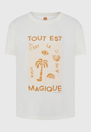 Γυναικείο t-shirt με τύπωμα FUNKY BUDDHA FBL007-145-04 OFF WHITE
