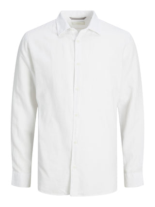 Ανδρικό πουκάμισο λινό JACK & JONES 12225707 Bright White