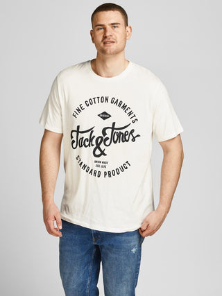 Ανδρικό t-shirt με στάμπα plus size JACK & JONES 12205291 ΕΚΡΟΥ NOOS